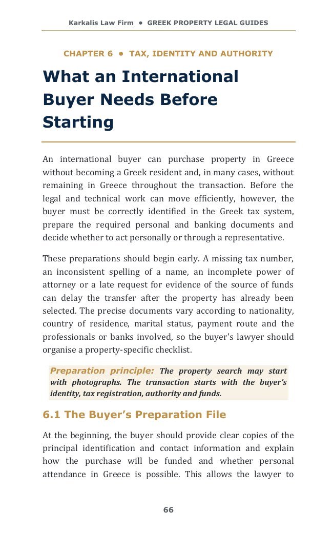 Book excerpt explaining what an international property buyer needs before starting