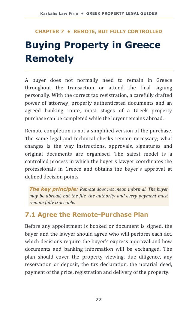 Book excerpt about buying property in Greece remotely with legal control